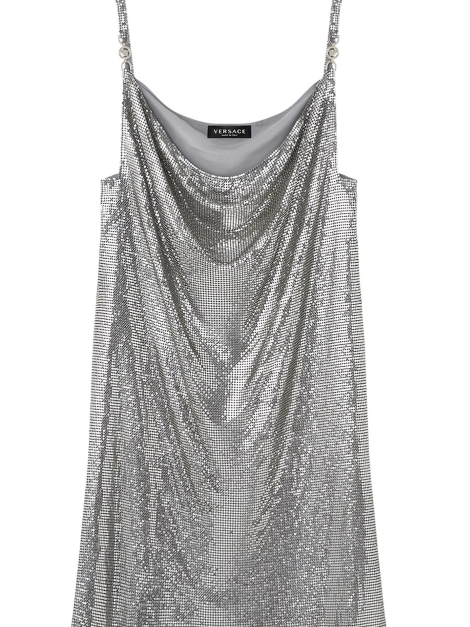 Affordable mini mesh cowl-neck Versace dress Women 0710